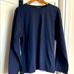 SOFIE D'HOORE mixed media long sleeve navy tee